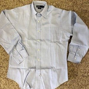 POLO by Ralph Lauren Men's Dress Shirt Lowell Cotton Blue 15/34